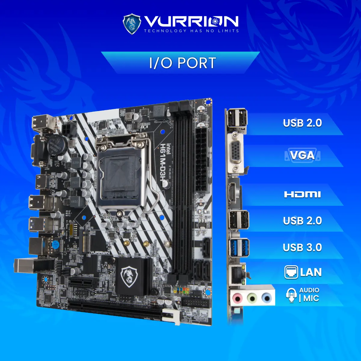 Motherboard VURRION ESSENTIAL H61M-D3H Socket 1155