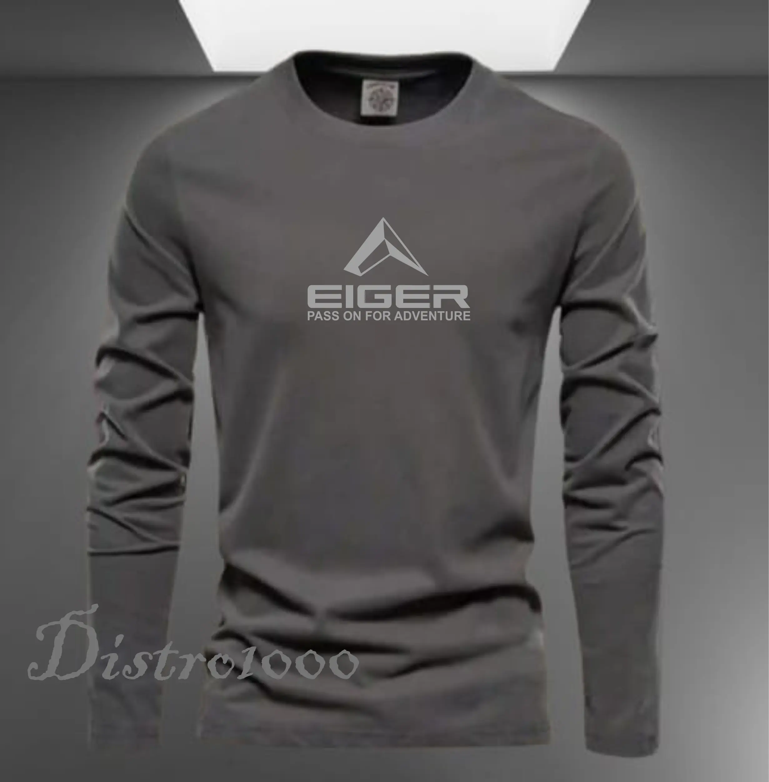PROMO COD ( BAHAN TEBAL )  Kaos Distro 100% COTTON Kaos pria I Wanita Lengan Panjang[ 3g3r]  prin grey  Premium