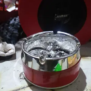 ROSIE Homeliving Asbak Putar Tutup Portable Rotation Enclosed Stainless Steel PVC Tahan Air Dilengkapi Dalam Bentuk Bulat Kecil Sedang Besar Berbagai Warna