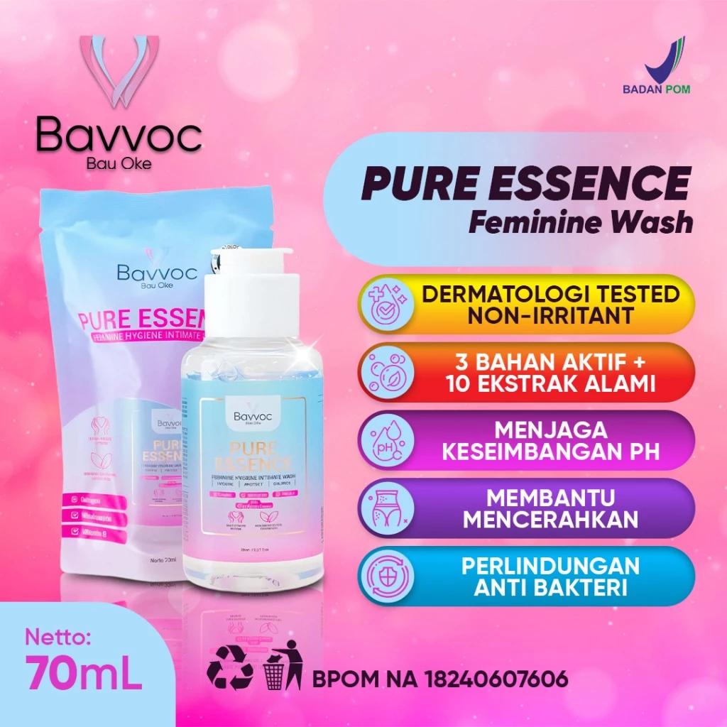 [EXCLUSIVE Candy] BAVVOC Pure Essence Feminine Wash Sabun Kewanitaan pH Balance Niacinamide Propolis Manjakani BPOM Membersihkan & Menyegarkan Area Kewanitaan