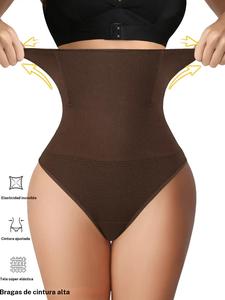 Tanga sin costuras de cintura alta, bragas con control abdominal, ropa interior adelgazante para mujer, realzador de glúteos, moldeador del abdomen, entrenador de cintura, moldeador corporal
