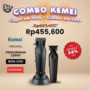 COMBO KEMEI CLIPPER KM 2296 + KEMEI TRIMMER KM 2299 / PAKET BARBER MURAH / PAKET BARBER LENGKAP/ PAKET USAHA BARBERSHOP / MESIN CUKUR RAMBUT / KEMEI ORIGINAL / INDOBARBERSUPPLY / IBSS
