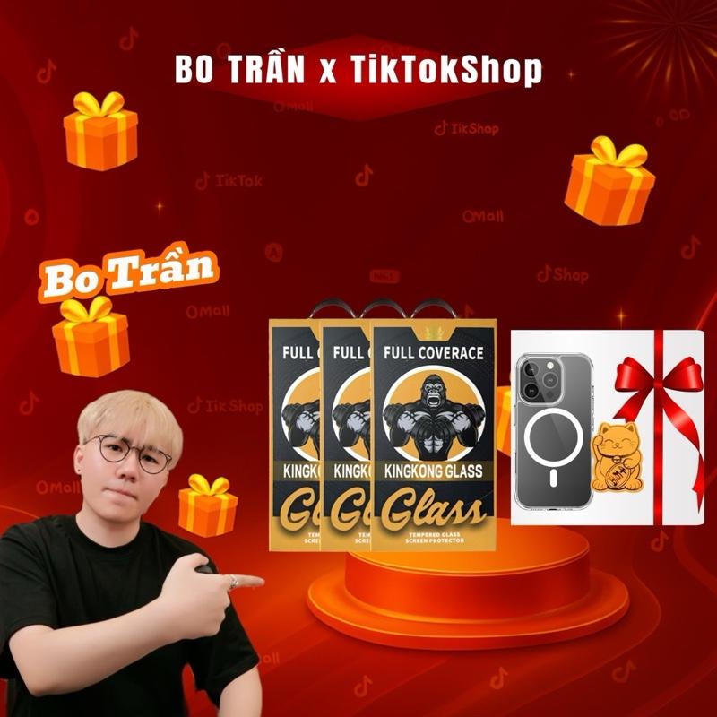 BEIZUN x Bo Trần Combo 3 kính cường lực KingKong Glass Chống Nhìn Trộm có khung trợ dán TẶNG 1 ốp Từ tính trong + 1 mèo thần tài