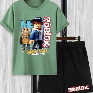 SETELAN ANAK ROBLOX BAJU ANAK LAKI-LAKI DAN PEREMPUAN SATU SET Celana Fashion