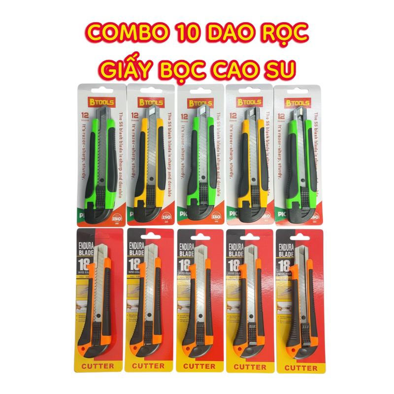  BTOOLS Combo 10 Dao Rọc Giấy 286 MỚI Bọc Cao Su Lưỡi Dao Lớn 18x100mm Chất Liệu Thép Không Gỉ Tiện Ích Cho Văn Phòng 