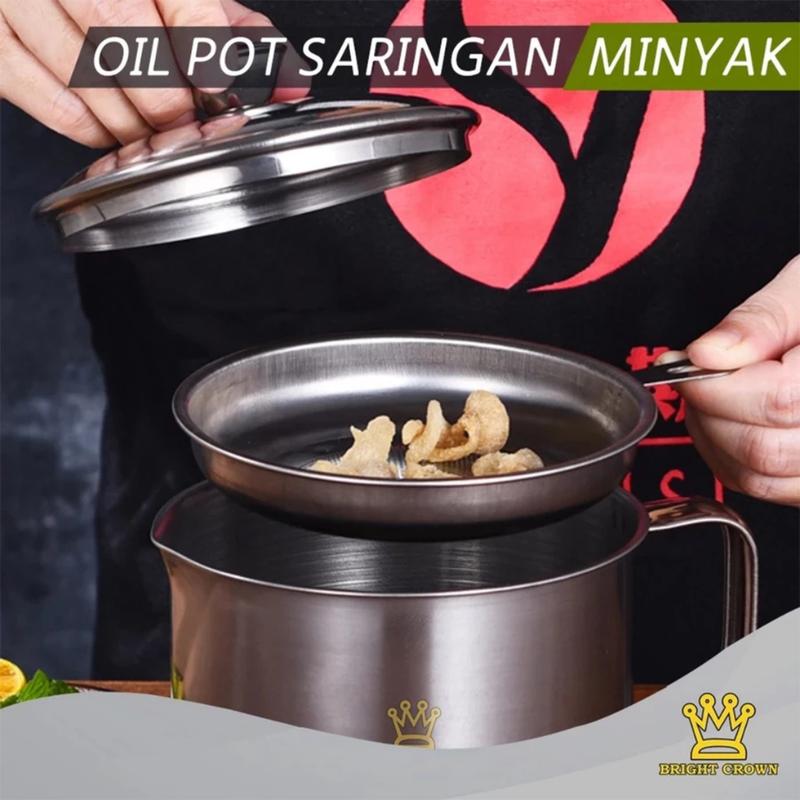 OIL POT STAINLESS 1,3 LITER MUG GELAS SARINGAN TEMPAT WADAH OIL POT 1,2 LITER OIL POT WADAH MINYAK GORENG 3