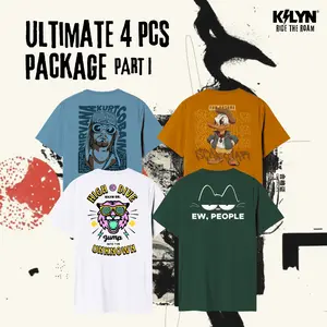 KILYN PAKET 4 PCS Kaos Distro 100% Cotton 24S Baju Skena T Shirt Streetwear Pria Wanita P1
