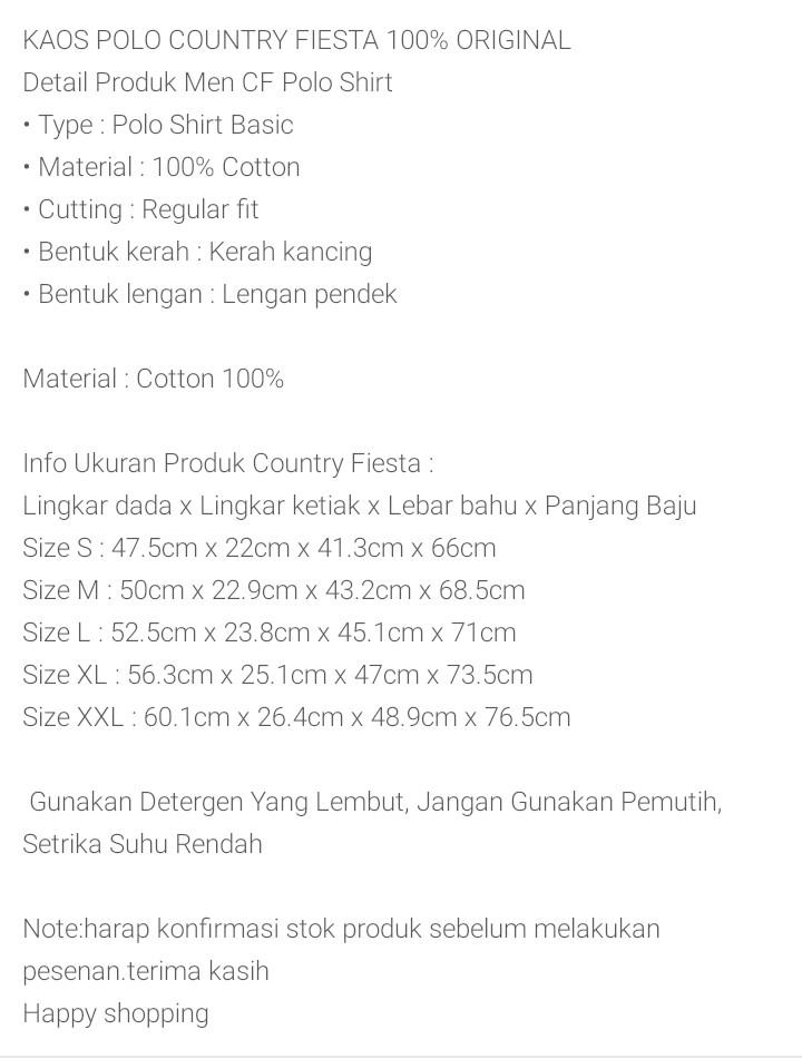 KAOS POLO ORIGINAL COUNTRY FIESTA/100%ORIGINAL/KAOS POLO/PRIA/WANITA Baju Distro Katun Dewasa Kerah Panjang Hitam Casual
