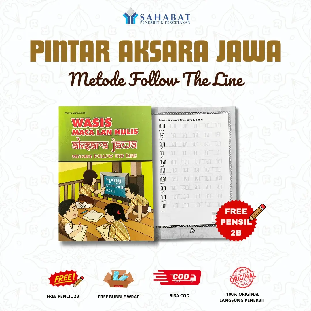 Buku Lancar Baca Dan Tulis Aksara Jawa - Metode Follow The Line - Free Pensi