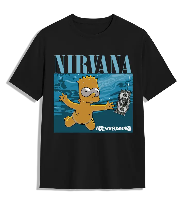 kaos band NIRVANA NEVERMIND Katun Combed Sablon Printing Pria Wanita Distro Vintage Baju Nyaman Tebal Hitam Digital Unisex Tshirt Atasan Cowok Tangan pendek 1