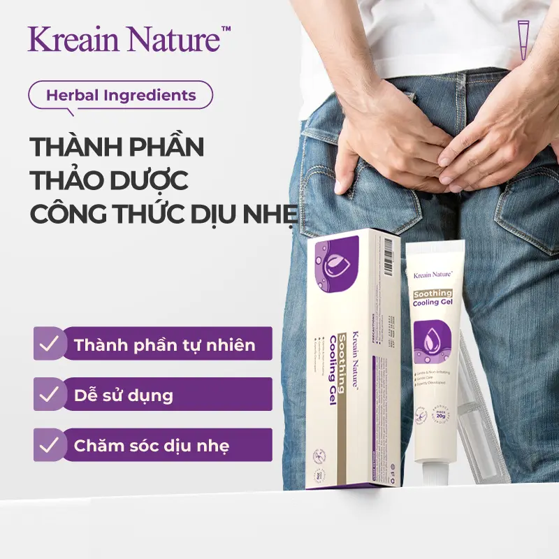 Gel bôi hậu môn làm dịu, tác động nhanh, Kreain, làm giảm sự khó chịu cục bộ, khôi phục sự thoải mái