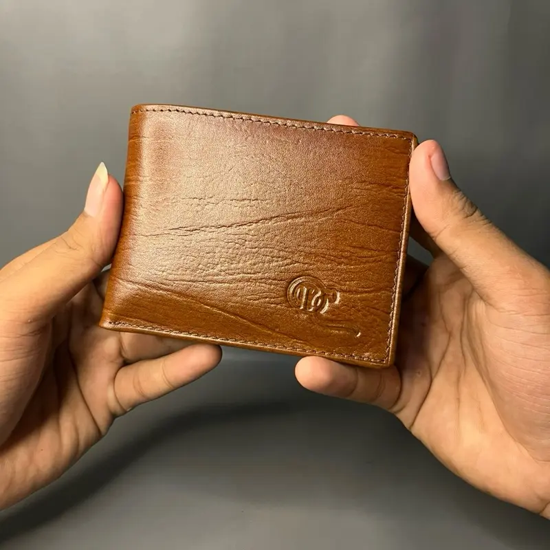 [ABG 012 DBR] Dompet mini untuk pria, terbuat dari kulit sapi asli motif serat kayu Kartu Uang 4
