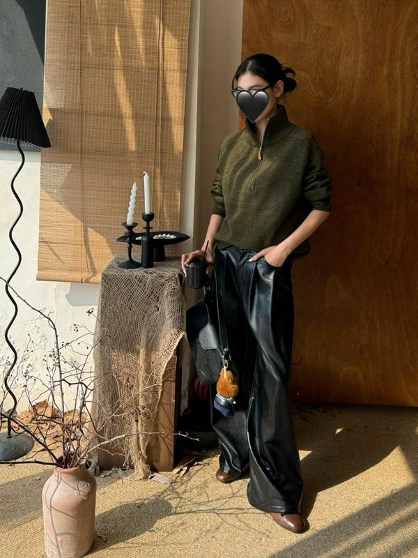 AL068 Áo len cổ cao khoá kéo trơn màu MAIDO TRENDY