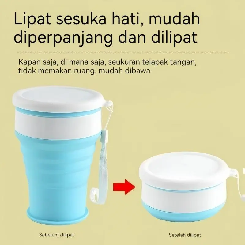 【Sam's market】Gelas Silikon Lipat 200ml Vacuum Mudah Diperpanjang dan Dilipat untuk Kebutuhan Harian Anda
