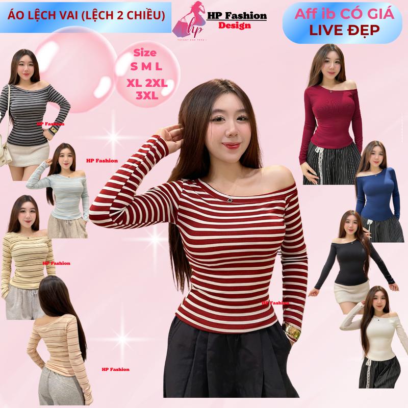  SỌC MỚI Ở CUỐI  Áo thun lệch trễ hở vai body dài tay áo kiểu nữ màu đen trắng đỏ co giãn mùa hè mùa đông noel tết tôn dáng  HP5 Nhung Top có bigsize 