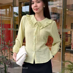 Virly Atasan Soft Cotton Top Blouse -  finellewear - Atasan Lengan Panjang Wanita - Baju Lebaran - Baru Rahmadhan 2026 (817)