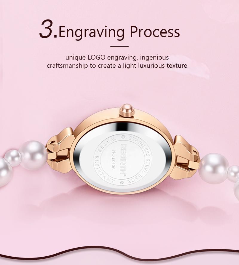 Product Introduction of REBIRTH Jam Tangan Wanita Gelang Anti Air Original Korea Elgant Model Tali Mutiara Jam Tangan Cewek   REL0136 7