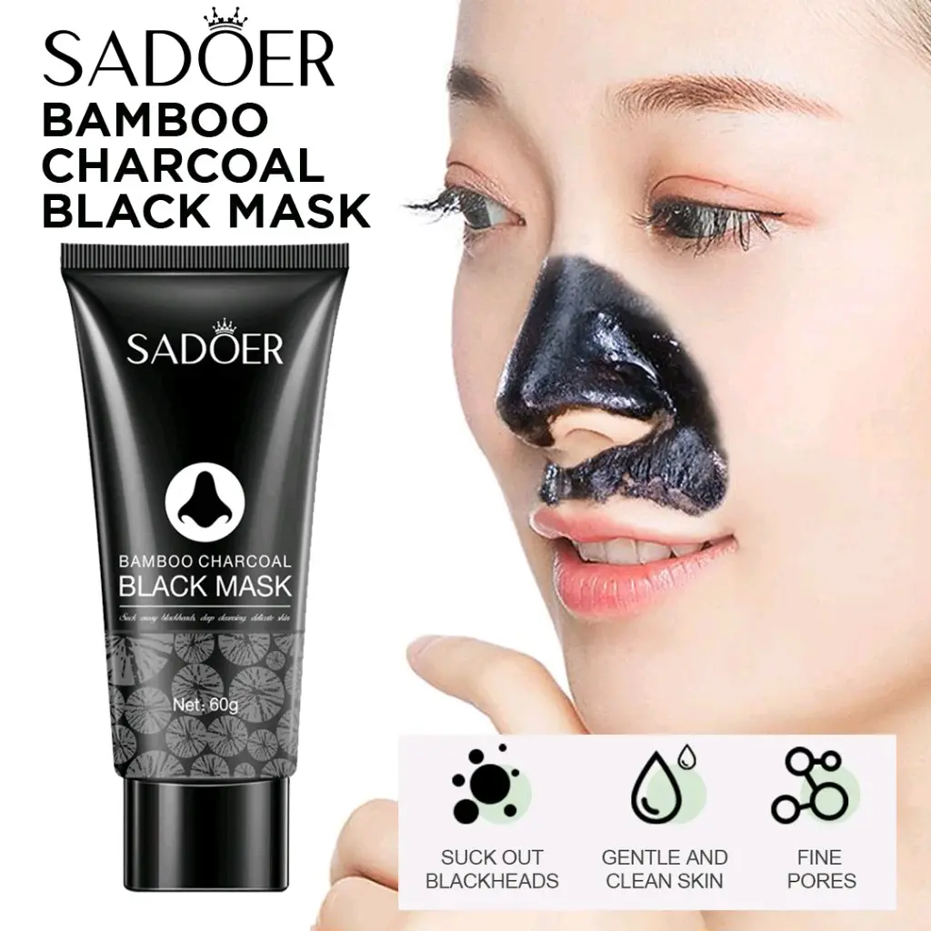 Masker Komedo Black Mask Botol Charcoal Mask Arang Blackhead Anti Komedo Wajah Bersih Tidak Berminyak - Perawatan