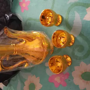 1Set teko anggur penarik kekayaan Set Ibadah Cangkir Dewa Keberuntungan - 1Pot + 3Cup