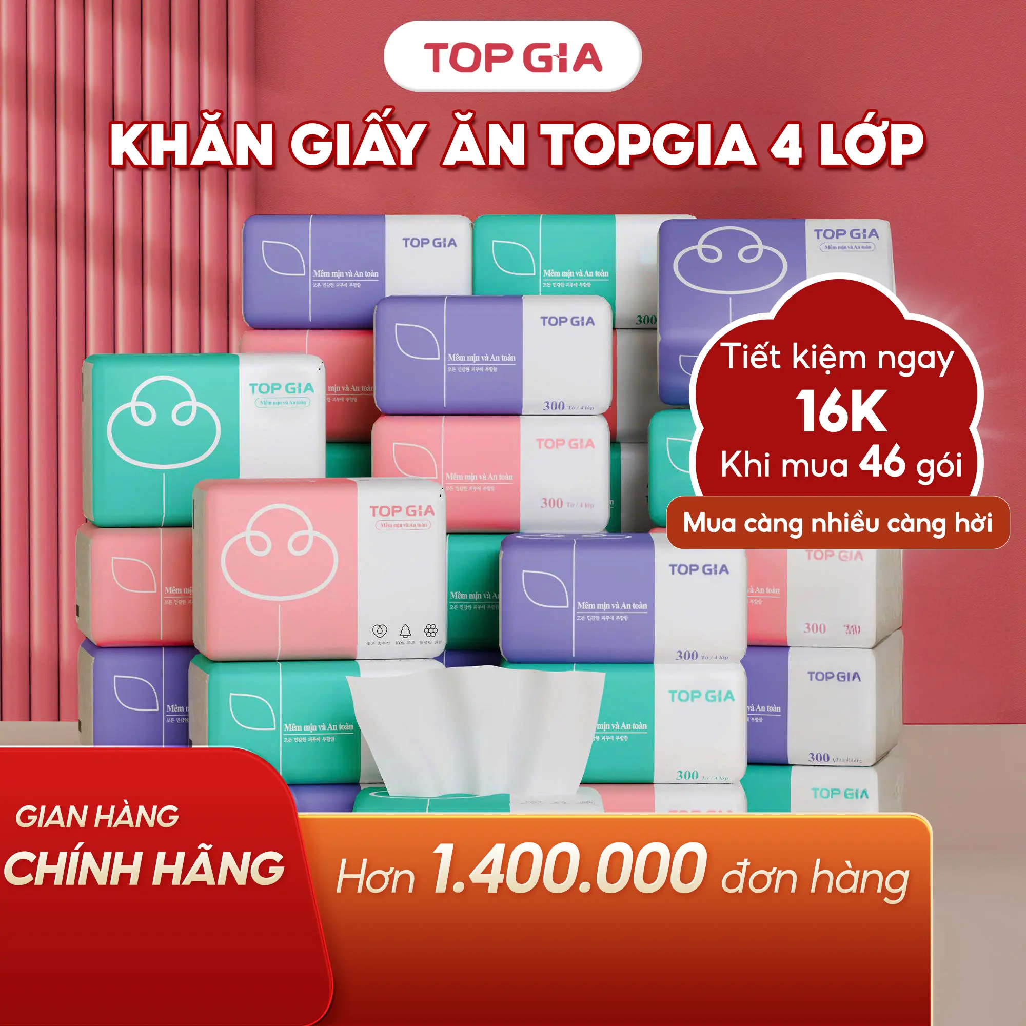 Fs(Đa Kho) Giấy Rút Topgia, Khăn Giấy Tiện Lợi Giấy Ăn Topgia Giấy Vệ Sinh 3 Màu Giấy Rút Lụa, Giấy Gấu Trúc