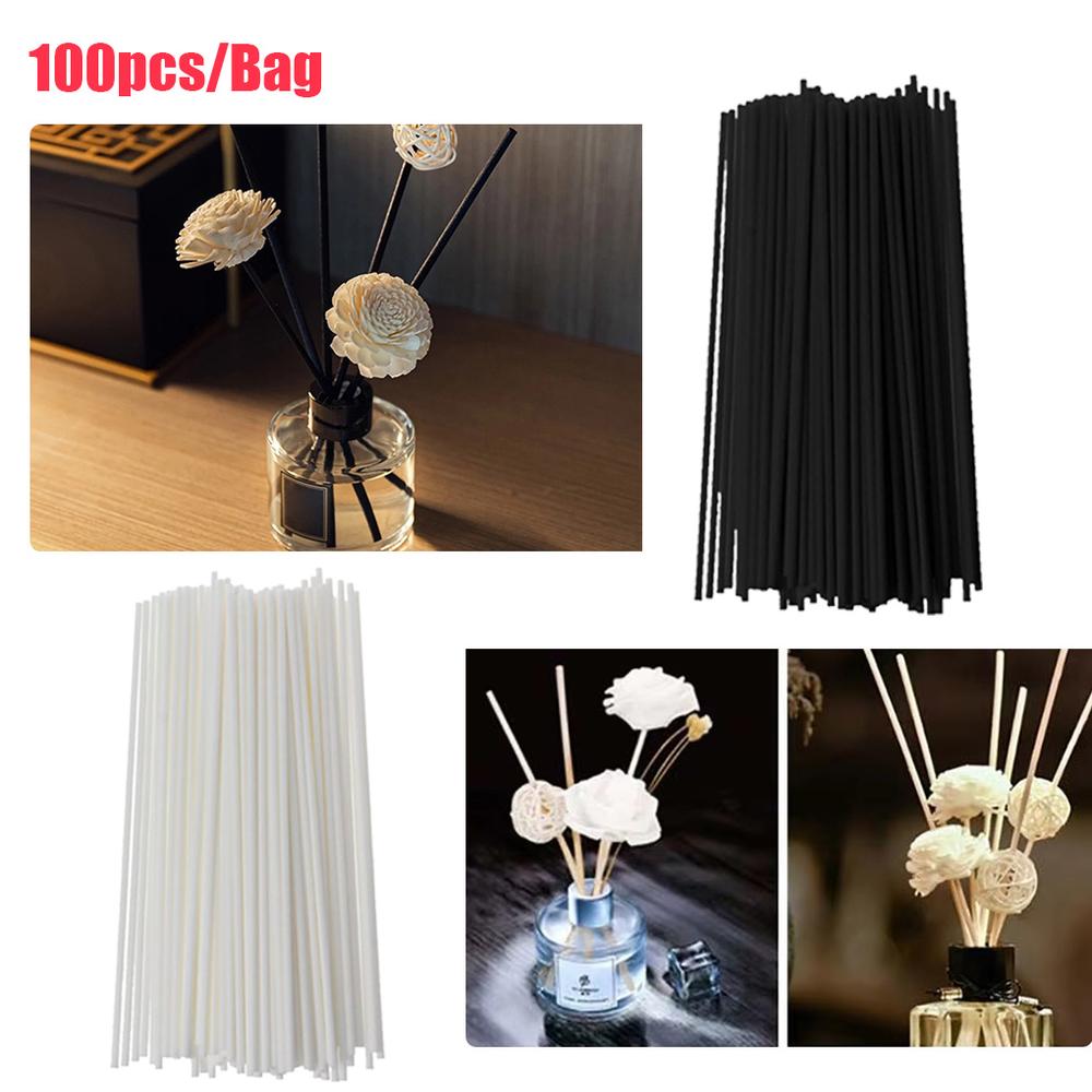 100pcs Stick Diffuser, Fiber Stick, tongkat aromaterapi non-volatil memurnikan udara Tergantikan Diffuser aromaterapi (20cm*3mm) - Black-100PCS/Bag