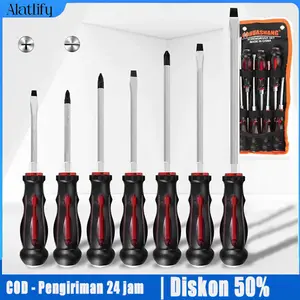 Obeng Set 7Pcs / Obeng Tembus / Obeng Magnet Min Dan Plus / Tip Magnetik Chrome Vanadium Obeng