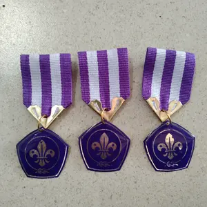 Tanda Penghargaan Wosm Pita Ungu Logam Kuningan Tiska Tigor bijian