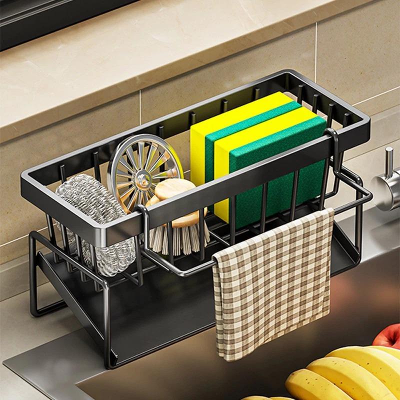 Kệ đựng đồ rửa chén bát, giá để giẻ rửa chén trên bồn có khay hứng nước nghiêng Tiện Lợi