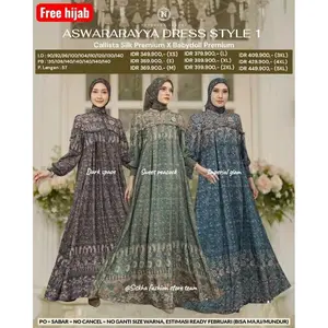 (FREE HIJAB) ASWARARYA STYLE 1 DRESS MIDI DAN DRESS