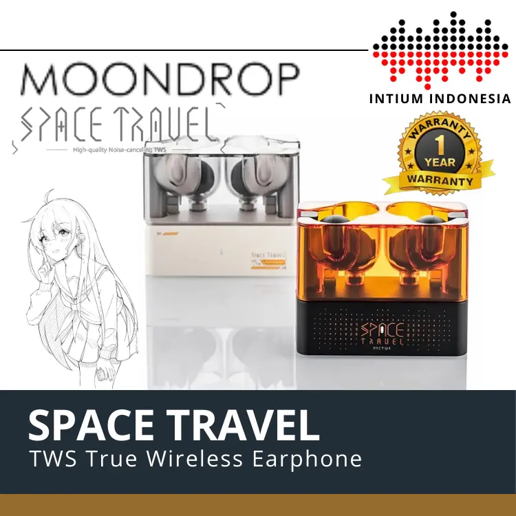 Moondrop Space Travel TWS Earphone Bluetooth 5.3 dengan Built-in Microphone dan Noise Cancellation