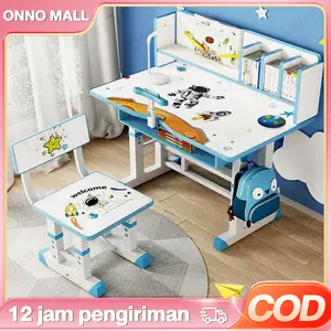 ONNO MALL-Meja Belajar Anak Set Kursi Ergonomis Tinggi Bisa Diatur Rak Buku Laci Anti Selip Kartun Meja Tulis Meja Belajar Anak Meja Belajar Anak Set Kursi Meja Kursi Anak Paket Meja Kursi Sekolah Anak