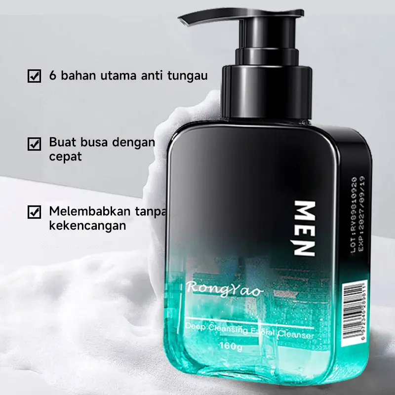 Pembersih Wajah Pria 160ML Pemutih Wajah Anti Acne Face Wash Komedo Kontrol Minyak Melembabkan Ringan Dan Tidak Mengiritasi Pori-pori Bersih Dalam Perawatan Berjerawat 2