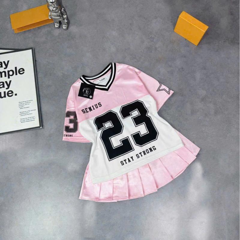 Sét váy có lót Quần xếp ly in 5D cho bé từ 14-45kg. Chất cotton bóng đẹp cho bé gái ms14