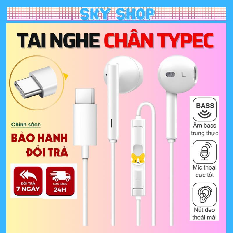 Tai Nghe có dây chân Type C cho 16 Pro Max 15 ProMax 15Pro 15Plus 15 có hỗ trợ mic nghe gọi, âm thanh bass siêu chất và Dùng Được cho tất cả các dòng điện thoại có chân tai nghe là Type C