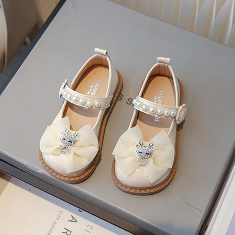 Product Introduction of Summer Versatile Children Leather Shoes for Girls Bow Tie Decor Solid Kids Flats PU Leather Durable Toddler Shoes 3-6Y 17