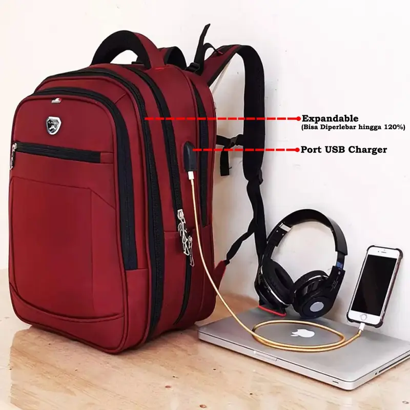 PL POWER Tas Pria Ransel Laptop Import Tas Polo Original Tas Laptop USB Tas Punggung Casual Pria 0