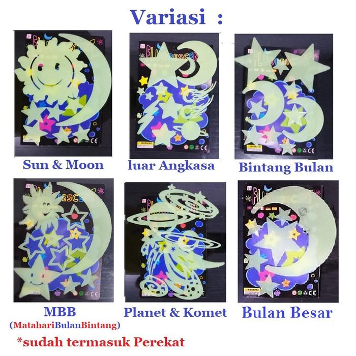 M✉U1 GLOW IN THE DARK JUMBO -PLANET KOMET BULAN BINTANG WALL STIKER 3D I❤7A 3
