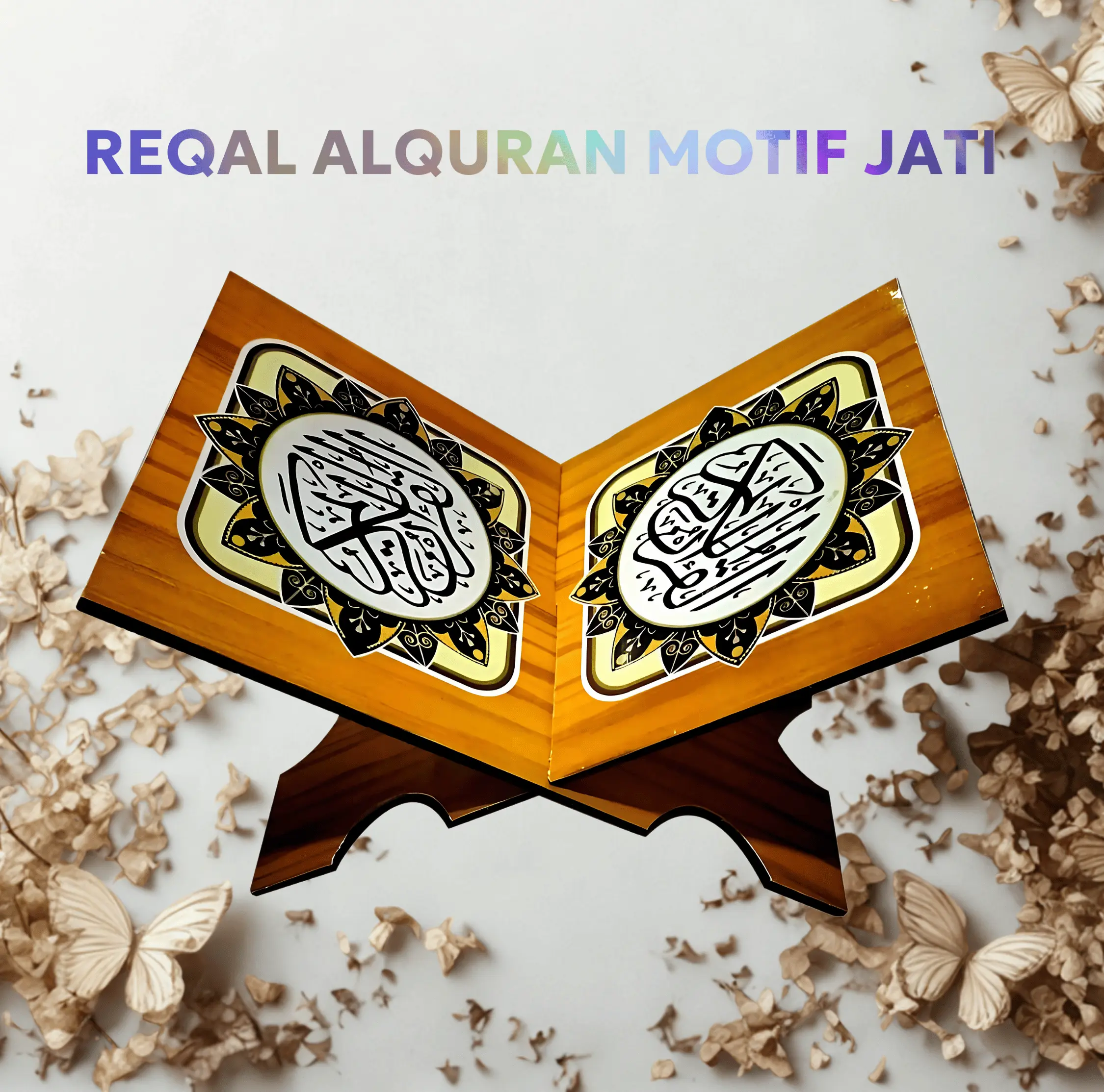 REQAL AL-QUR'AN DUDUKAN ALQURAN MURAH MOTIP JATI Kayu Coklat Anak