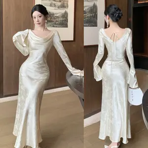 Dress Satin Premium motif bunga timbul Dress Pesta Kondangan Chic Y2k - dress korea dress wanita elegan K055