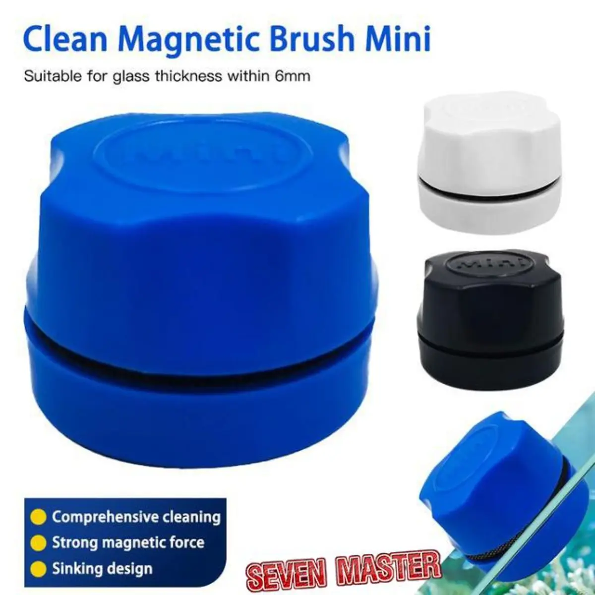 Seven Master-Bàn Chải Làm Sạch Từ Tính Cho Bể Cá, Dụng Cụ Cạo Tảo Thủy Tinh, Máy Chà Sàn Mini Để Làm Sạch Bể Cá