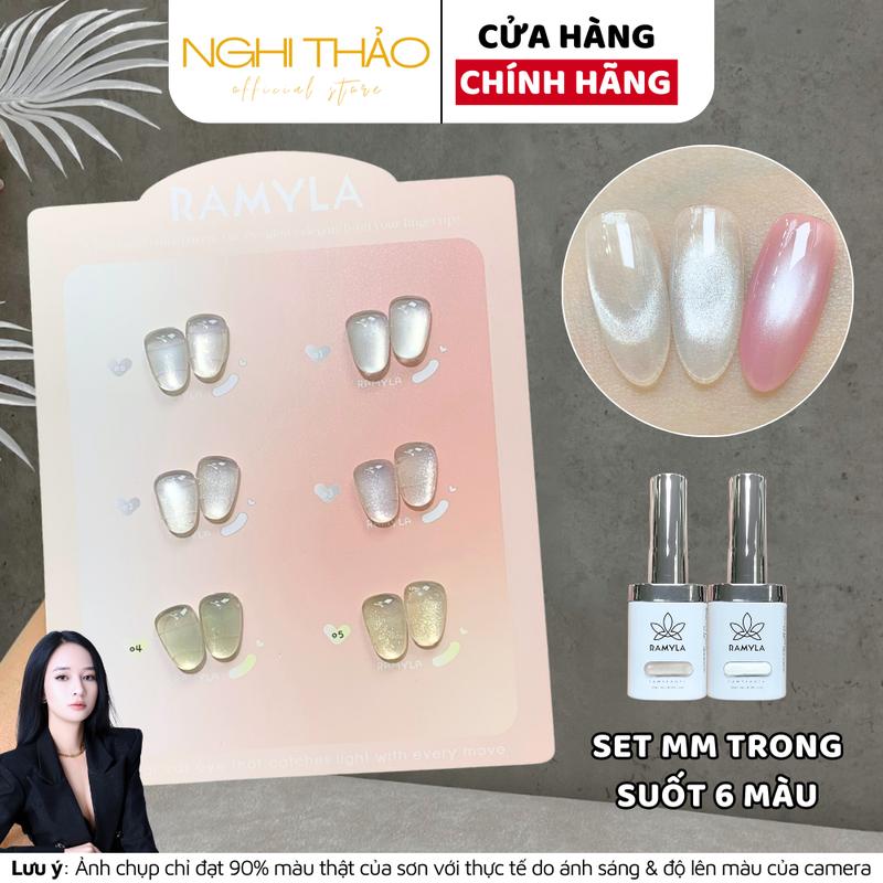 Set sơn gel mắt mèo trong suốt ít đổi màu nền RAMYLA 6 màu