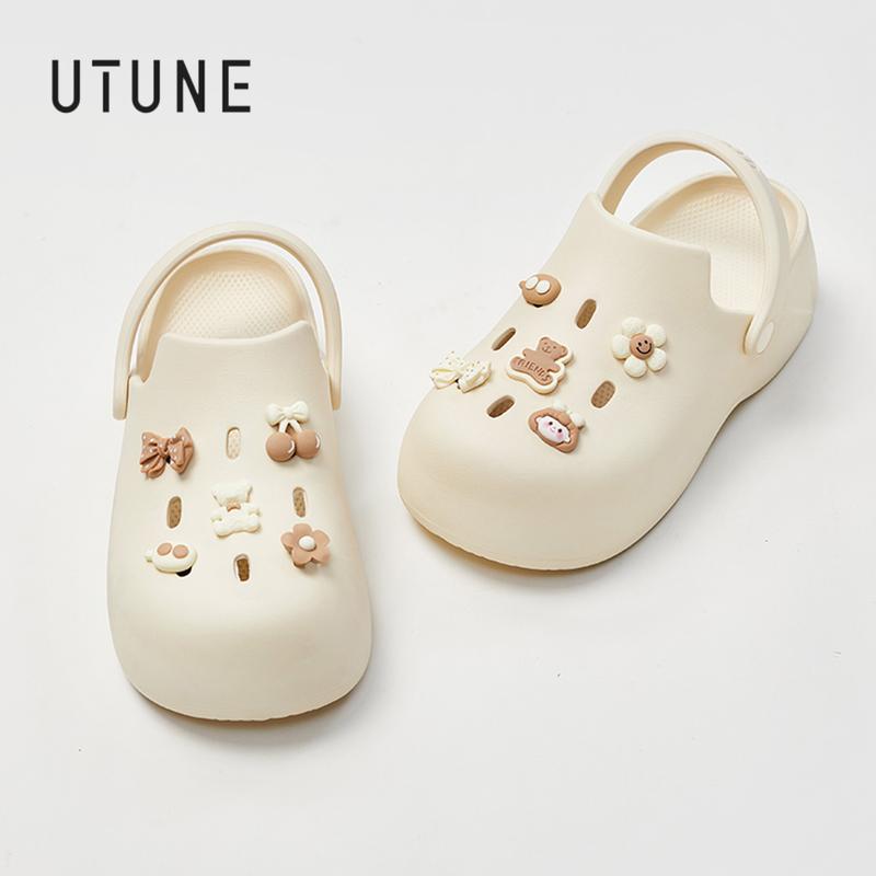 UTUNE Dép Nữ, Đế Dày, Dán Gấu Nâu, Thoáng Khí, Chống Trượt, Nhẹ, Êm Ái, Thời Trang