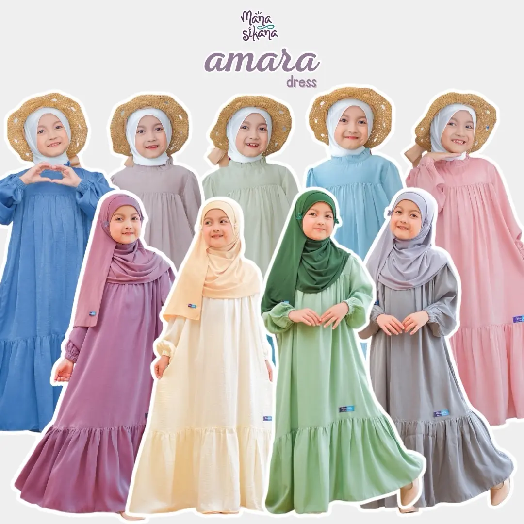 MANASIKANA Amara Dress Gamis Santorini Silk Anak Perempuan 4-12th (Dress Saja)