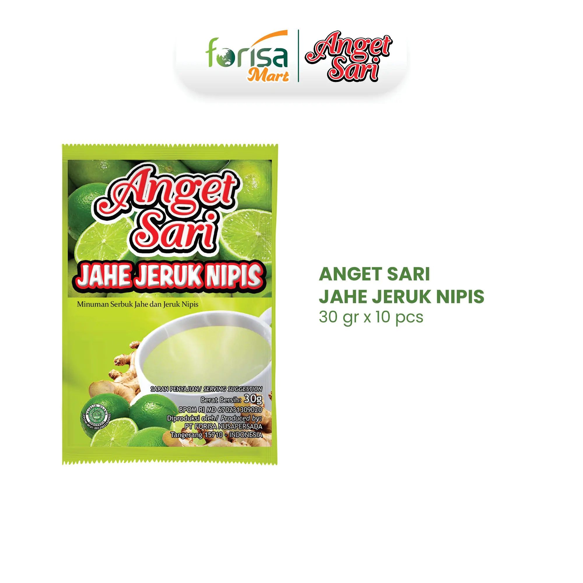 Anget Sari Jahe Jeruk Nipis Minuman Rempah Serbuk Renceng - 10pcs x 30gr
