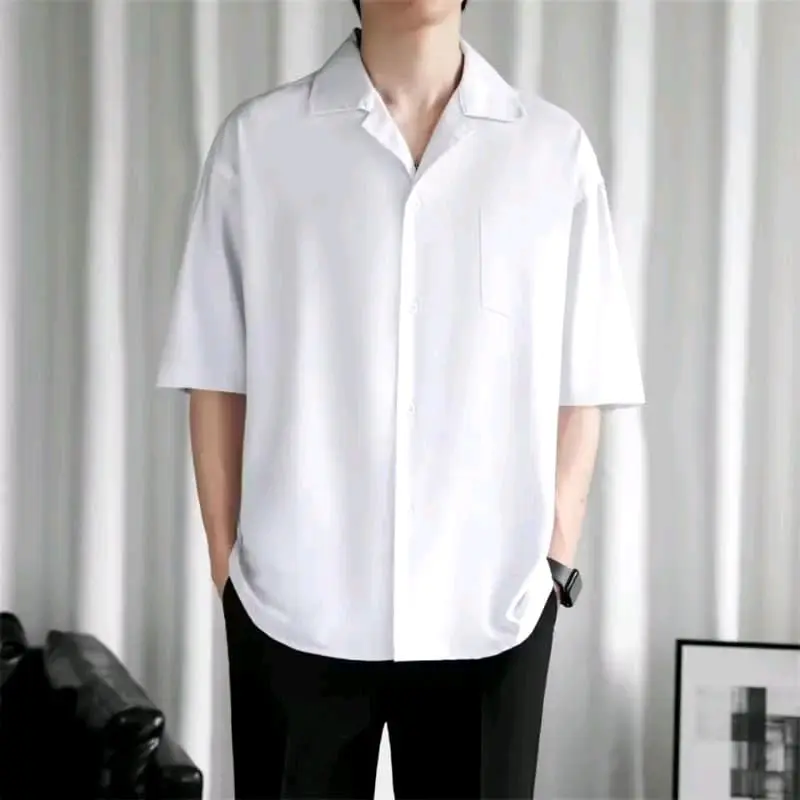 Baju Pantai Kemeja Polos Haway Kerah Piyama Bahan Katun Rayon korean Style Termurah 4