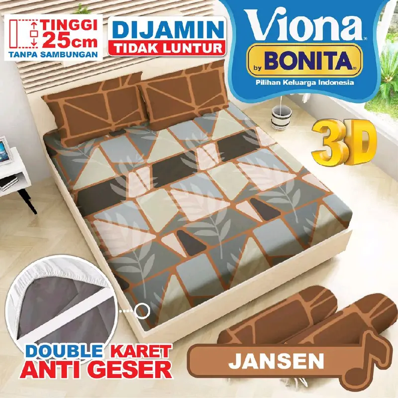 (TERMURAH BANTAL 2) VIONA by Bonita - Sprei BONITA King SIZE NO.1 (180x200) Tinggi 25 Ada Anti Slip 100% ORIGINAL [TERMURAH] SPREI BONITA BY VIONA | SPREI ASLI BONITA | SPREI VIONA | SPREI HALUS | SPREI NYAMAN | SPREI ORIGINAL BONITA 2