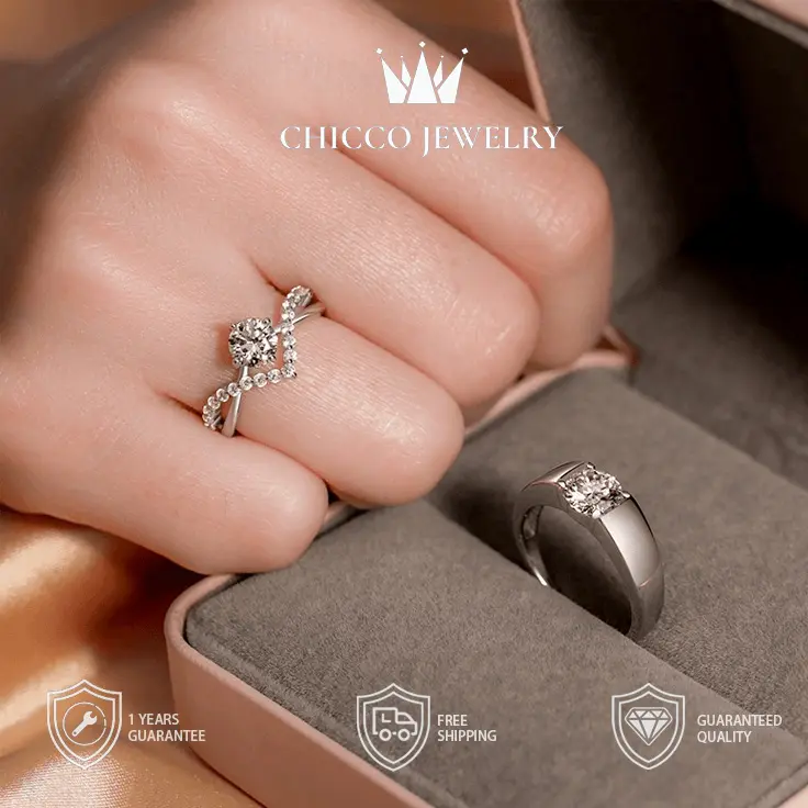 Cincin Wanita Pasangan Ring Cewe Rings Lamaran Tunangan Nikah Berlapis Anti Karat chicco Jewelry Luntur High Quality Grade VVS1 5A Original Store Garansi 1 Tahun COD H30-38