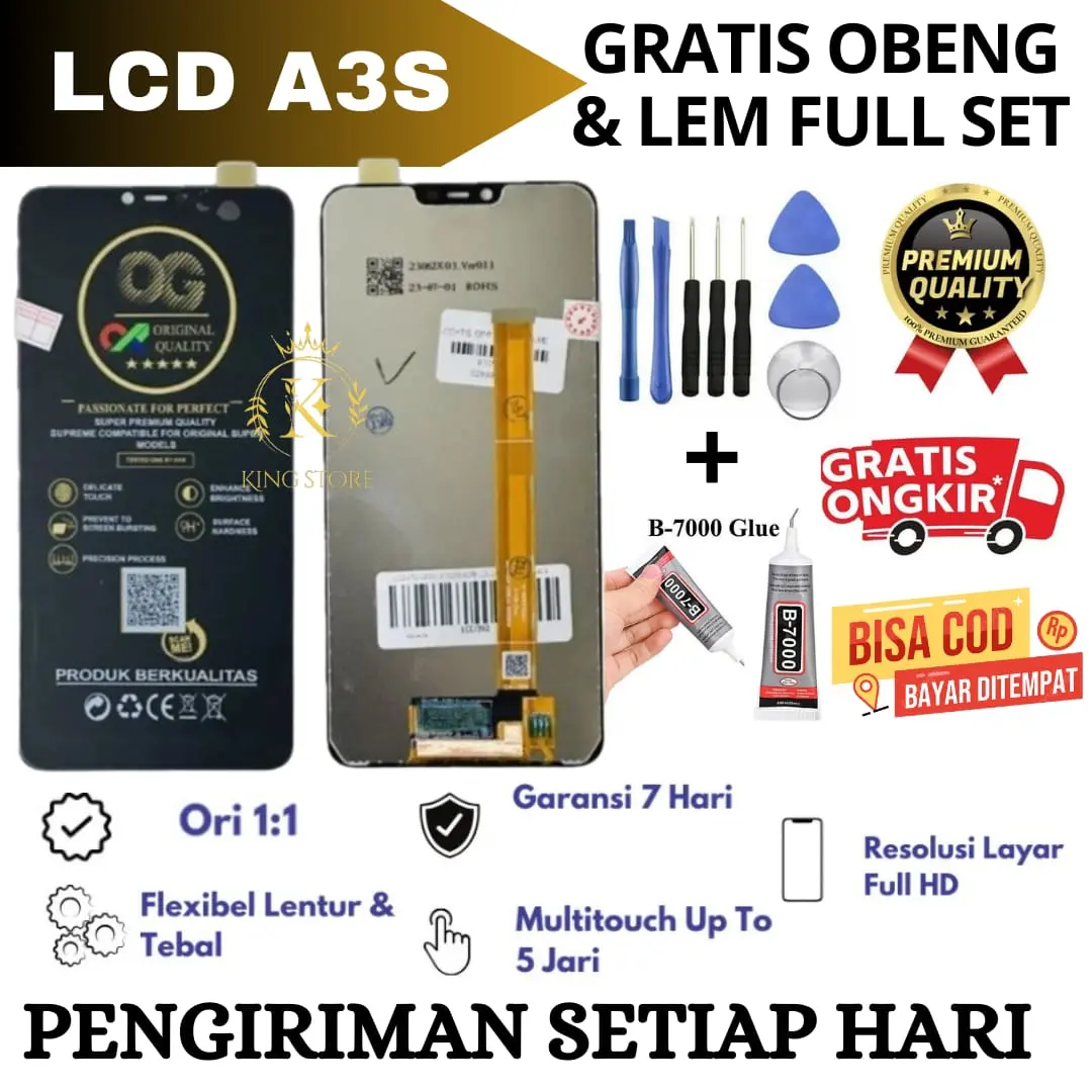 Lcd Touchscreen KOMPATIBEL FOR OPO A3S Original FullSet OG SUPER / Lcd OPO A3S Original Garansi Pabrik Full Set Gratis Obeng Dan Lem