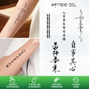 ZOAR-Y78 Stiker Tato Temporary Semi Permanen【semoga beruntung】Tahan lama Tattoo menempel dekorasi seni untuk pria dan wanita