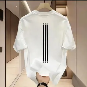 Kaos Pendek Motif Garis Vertikal Bintang Minimalis 100%Original Design Kaos T-Shirt Oblong Pria & Wanita